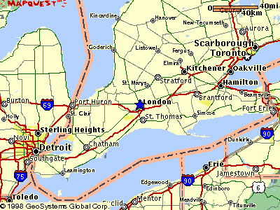 Detailed Map of Southwestern Ontario - All Roads Lead to London